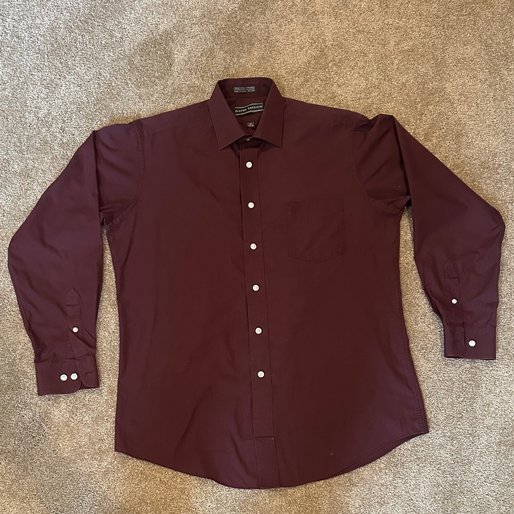 David Taylor Deep Burgundy Dress Shirt. Size 16